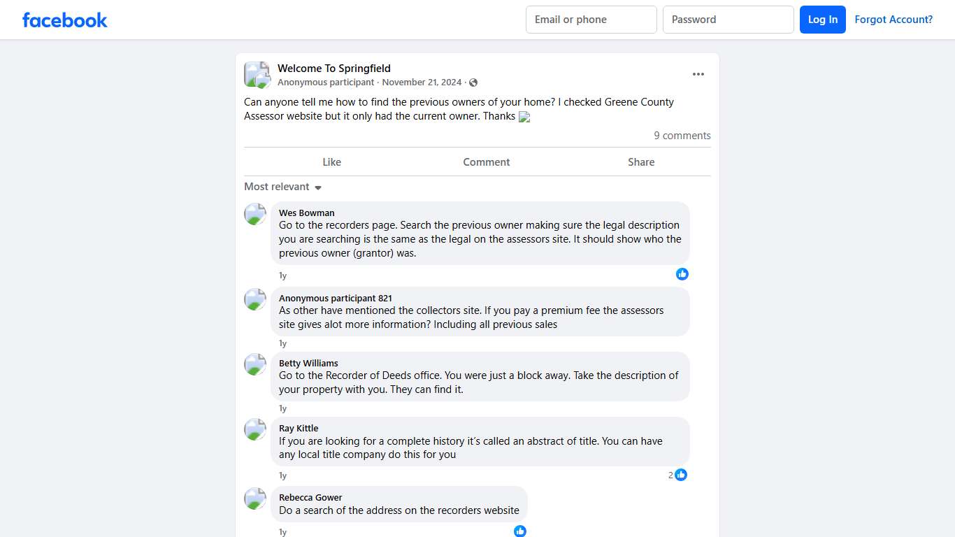 Welcome To Springfield | Can anyone tell me how to find the previous owners of your home | Facebook